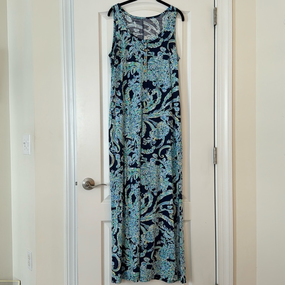 Lilly Pulitzer Size L | Maxi Dress Blue/Green Print